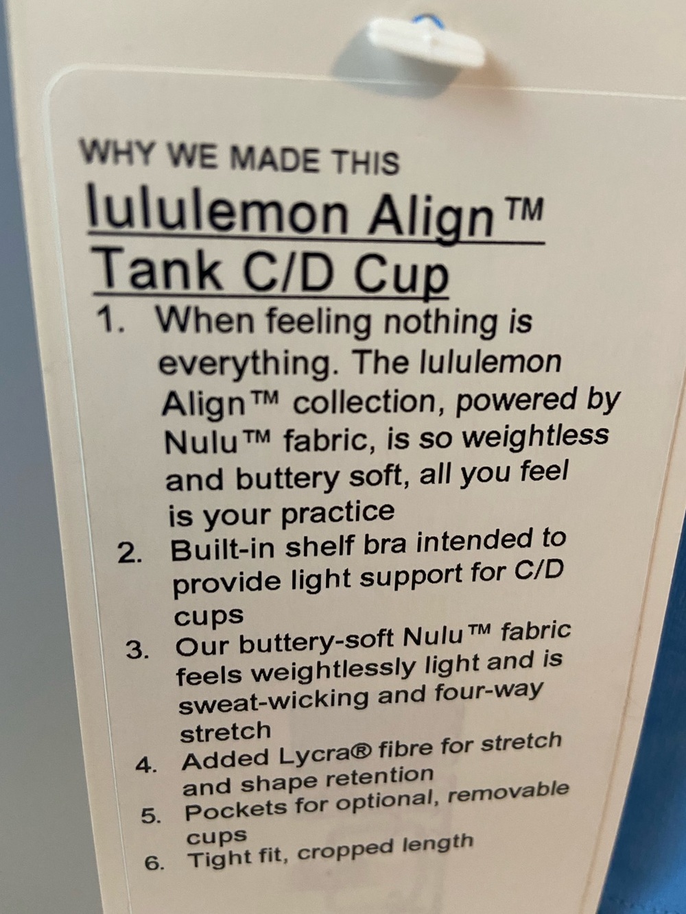 LULULEMON ALIGN TANK C/D CUP - Picture 10 of 10